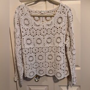 Crochet Lace Long-Sleeve Top - Ivory